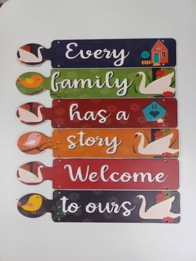 Welcome to Ours Multicolor Family Story Wall Plaque Set